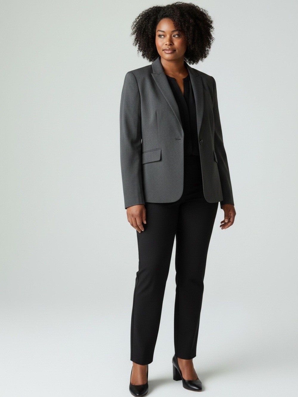 Ann Taylor Tailored Blazer Womens 12 Charcoal Gray Single Button Pinstripe
